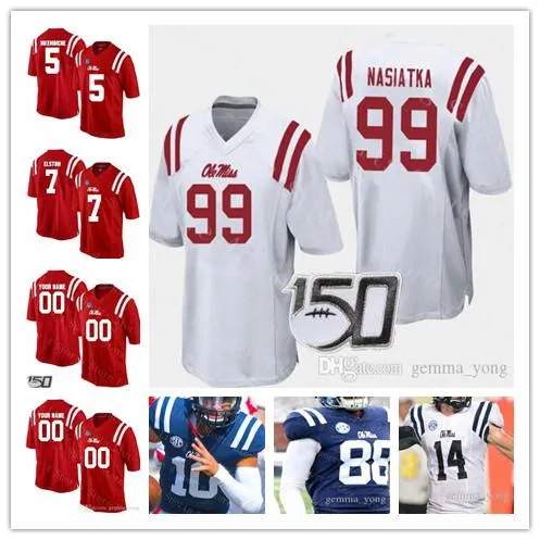 2019 Men S Custom NCAA Ole Miss Rebels College 10 Eli Manning Kelly 10 Ta Amu 1 Brown Scottie Phillips Ed Football 150th Jerseys