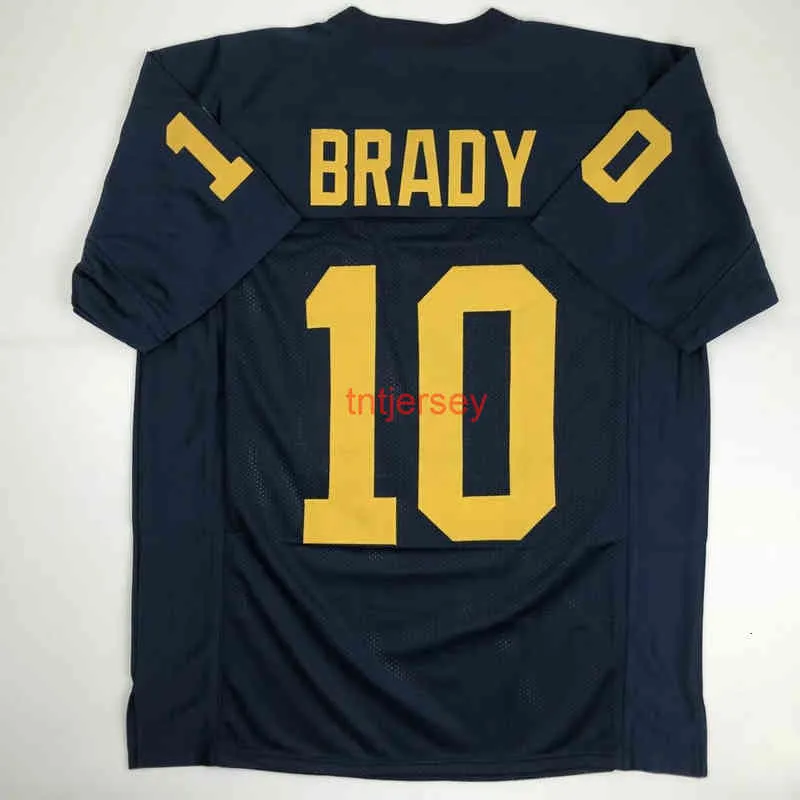 Mit pas cher personnalisé nouveau TOM BRADY Michigan bleu collège cousu maillot de Football ajouter n'importe quel numéro de nom