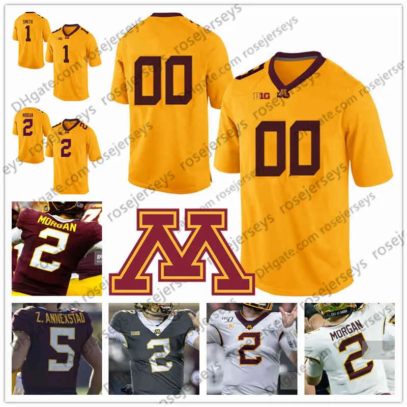 Personnalisé Minnesota Golden Gophers # 4 Shannon Brooks 17 Seth Green 21 Bryce Williams 88 Brevyn Spann-Ford Maroon Grey Men Youth Kid Jersey