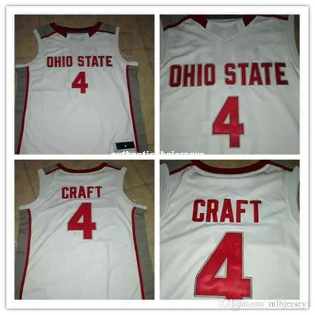 Cheap Ohio State Buckeyes # 4 Aaron Craft Retro Throwbacks Basketball Jersey Vermelho Branco Costurado Nome e Número Qualquer Tamanho Xxs-6xl Camisa Colete