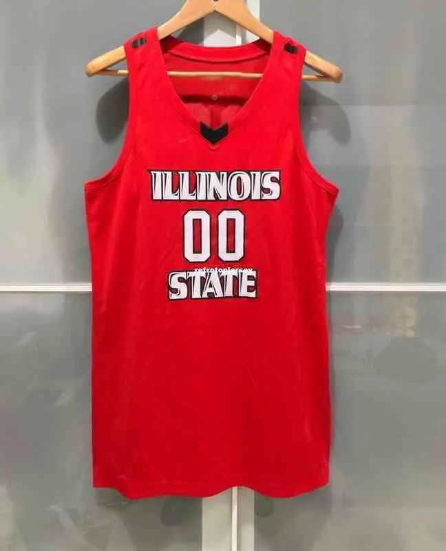 Raro Illinois State Redbirds #00 Mens Basketball Game Jersey Colete Vermelho Costurado