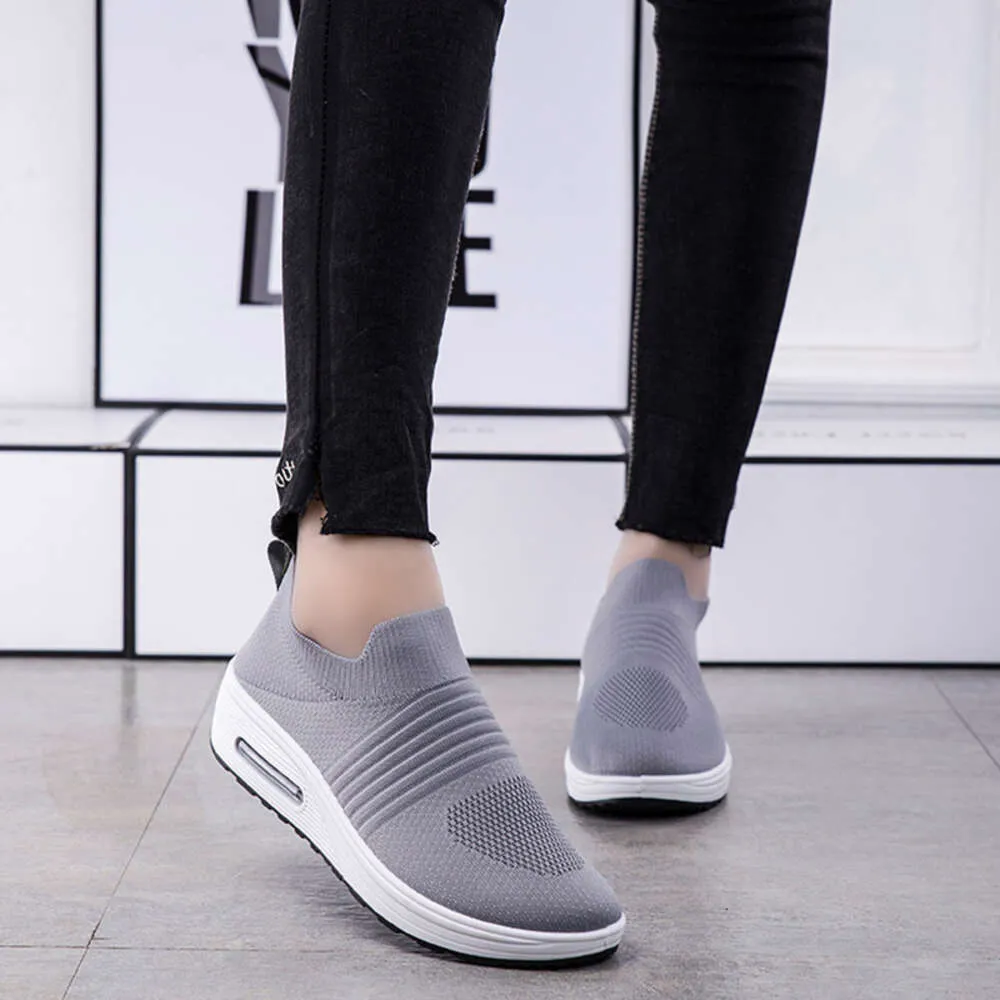 Step Flying One Weaving Rocker 2024 Autumn Mesh Air Cushion Walking Thick Sole Sports Casual Shoes for Women 24763 21705
