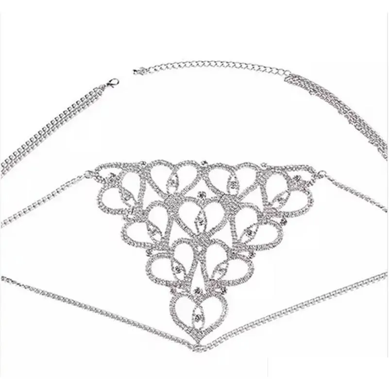 Bauchketten Drop Lieferung 2021 Sexy herzförmige Strass Tanga Bling Kristall Unterwäsche Körperschmuck für Frauen Taille Kette Charming 11 LL