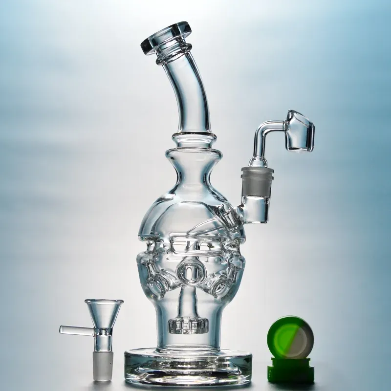 Fab Egg Dab Rig Swiss Perc Glass Bong Showerhead Perc Recycler Bongs 14mm Joint Water Pipe Small Recyler Oil Rig MFE01 ZZ