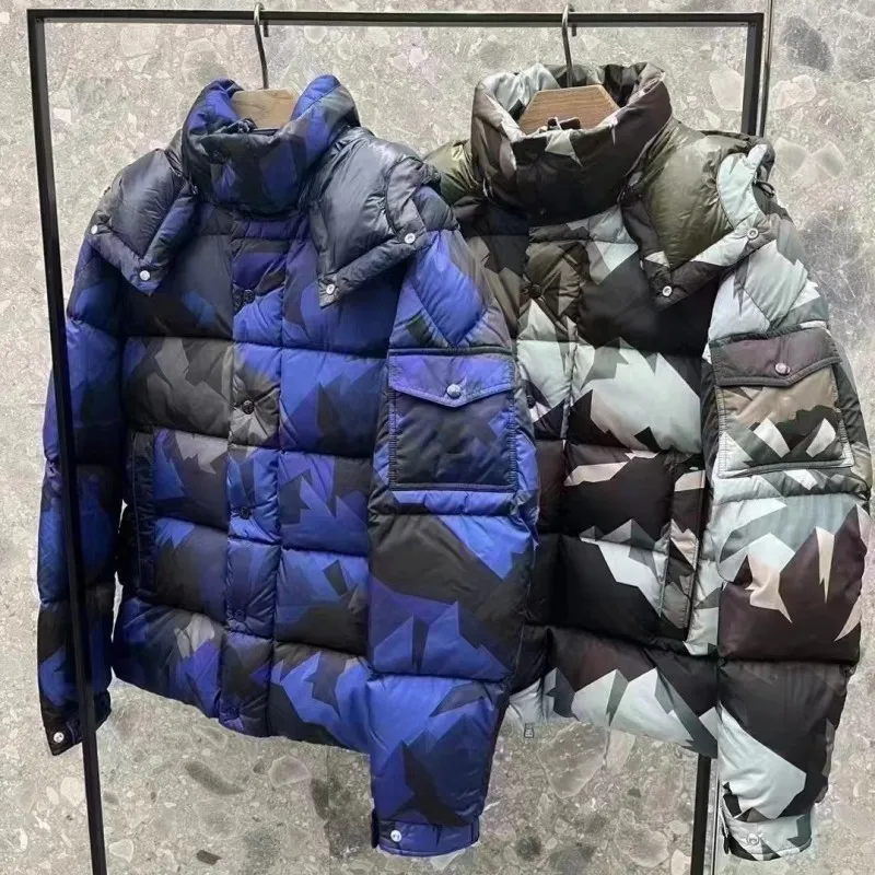 Heta försäljning män jackor kamouflage vinter ner puffer jacka krage designers jacka 23ss senaste stil parka överrock avslappnad termisk tjock varm varm