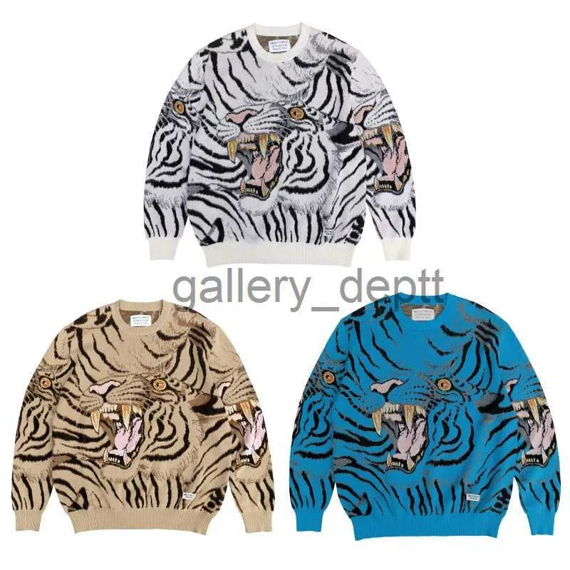 Men's Sweaters New Man Sweater Pullover High Quality 1 1 Knitted Jacquard Tiger Totem Streetwear Man Ms. WACKO MARIA Sweater Wool Jumper J230914