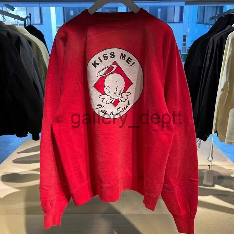 Sudaderas con capucha para hombres Sudaderas 2023 Otoño Invierno Nuevo Saint Michael Sudaderas con capucha Sudaderas Kiss Me Baby Print Hombres Mujeres Red Crewneck SAINT Jerseys J230914