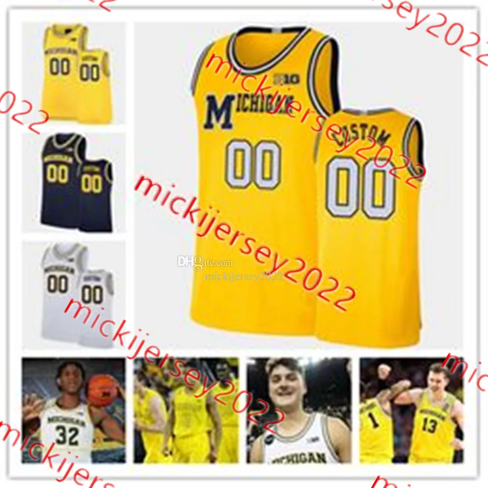 Nimari Burnett wykopy McDaniel Michigan Basketball Jersey Custom Sched Mens 2 Tray Jackson 3 Jaelin Llewellyn 13 Olivier Nkamhoua Michigan Wolverines Jerseys