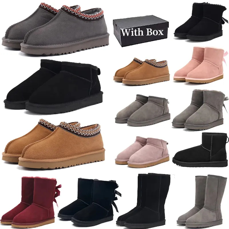 con caja E Australia Diseñador Botas de mujer Snow Sly Botines Bowtie Tasman Zapatillas Tazz Now Invierno Piel de oveja Zapatilla de plataforma para mujer