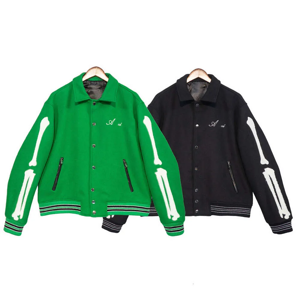 المصمم الفاخر Amaris Classic Jacket Bone Pirroidery Pilot Casual Men and Women Green Baseball Winter Cotton