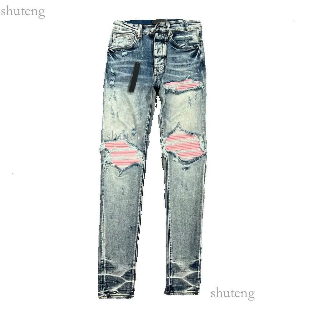 Designer para homens mulheres calças roxa marca jeans verão buraco 2023 novo estilo bordado auto 583 262 318