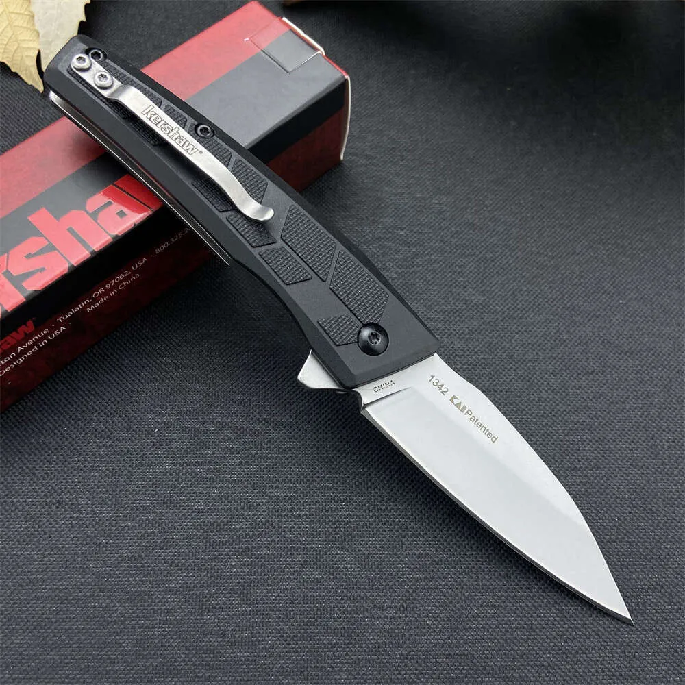 KS 1342 Folding Pocket Knife 2.87/8CR13MOV Drop Point Blad Black GFN Handtaget Assisted Survival Tactical EDC Knives