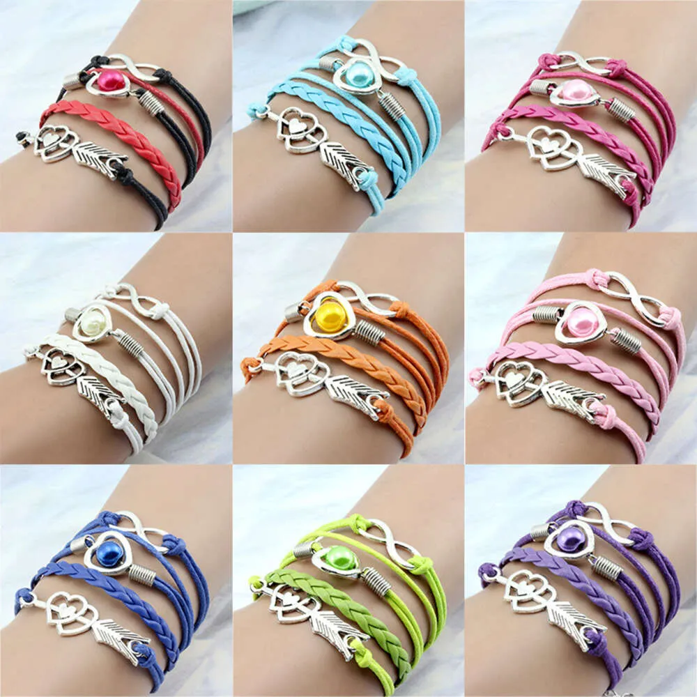 Fashion Cupid Arrow Love Pearl lor Hmade Multi Layer Exquisite Woven Bracelet