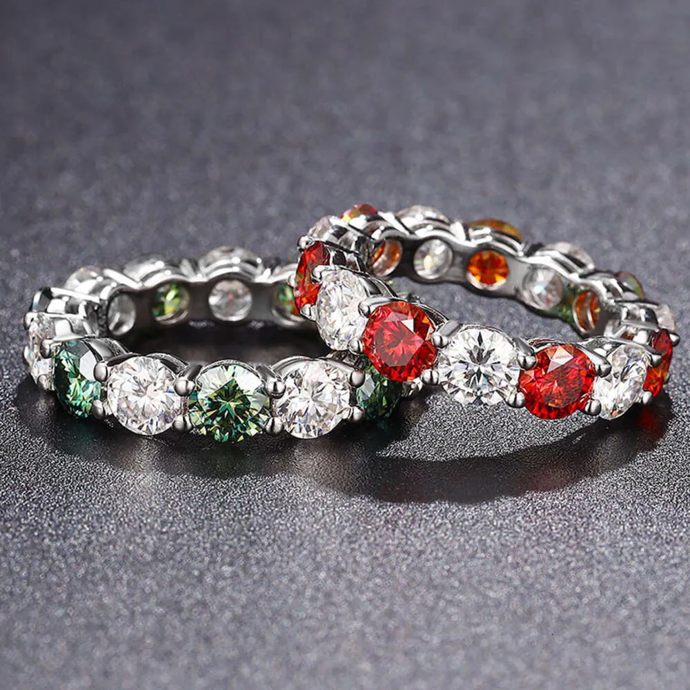 50 puanlık bir Mosang elmas yüzüğü wo, çift yüzük tek sıra elmas, hediye en iyi arkadaşlarının sevgilisi
