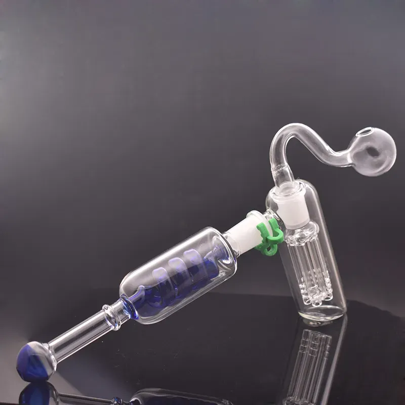 14 mm kvinnlig glasoljebrännare Bong Bubbler Water Bong Hammer 6 Arm per percolator Balancer Handglasrör med manliga oljebrännare rör 12 ll