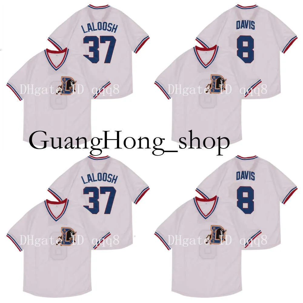 GH Top Quality Bull Durham 37 Ebby „Nuke” Laloosh 8 Crash Davis Movie Jersey 100% ED Rozmiar M-3xl Rzadki