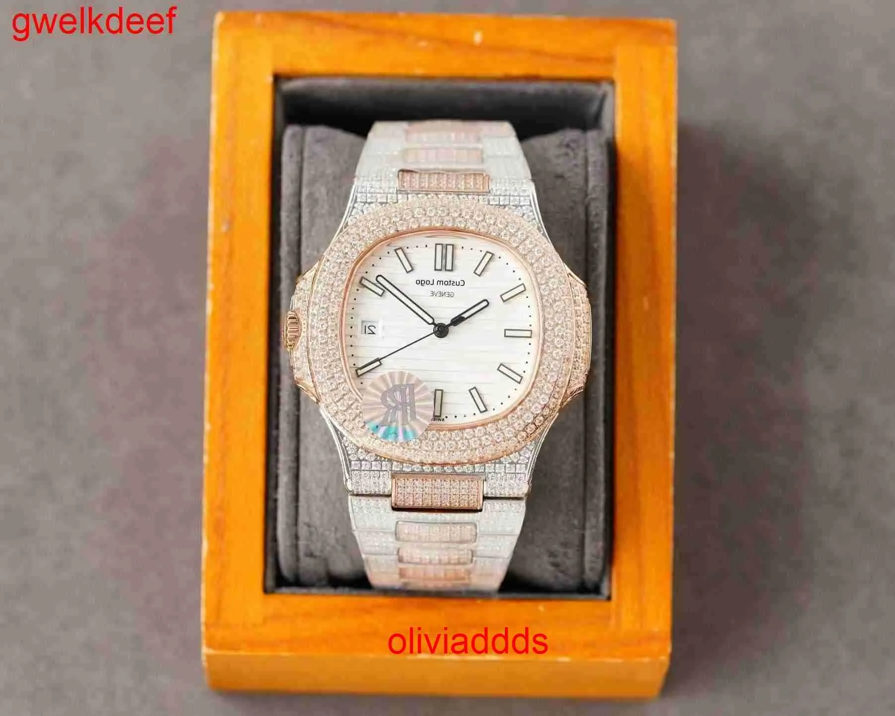 High Quality Fashion Iced Out WatchesMens Wrist Luxury Round Cut Lab Gr DDGU R265