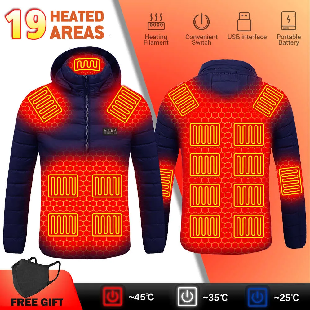 エリア加熱ジャケットの男性女性冬の温かいUSB電気暖房調整可能な温度屋外スポーツウェアコットン服