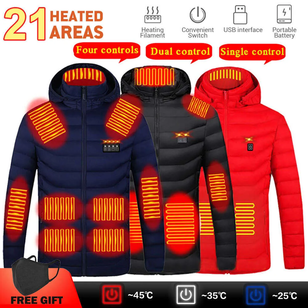 Homens jaqueta de aquecimento casaco inverno roupas térmicas quente usb caça colete para esportes caminhadas oversized s xl