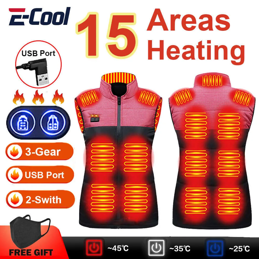 Zones Heated Vest Electric Jackets Men Women Thermal Warm Jacket Heating Clothing Outdoor Skiing