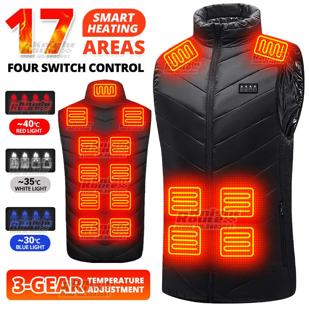 17 zones gilet auto-chauffant chauffe-corps Usb alimenté femmes chaud hommes veste chauffante gilet chauffant homme thermique vêtements d'hiver