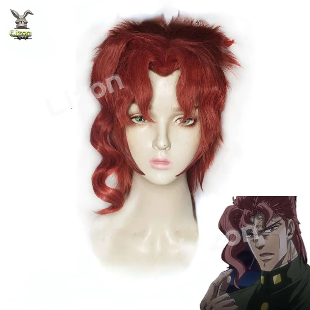 Cosplay anime jojo s bizarre äventyr kakyoin noriaki cosplay peruk kort röd värme beständig syntetisk hår halloween kvinnor man wigscosplay