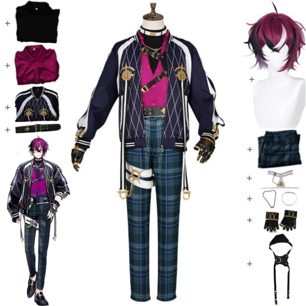 Cosplay youtuber vtuber nijisanji en xsoleil doppio dropsciythe cosplay costume wig anime outfit hallowen carnival party woman man kostym