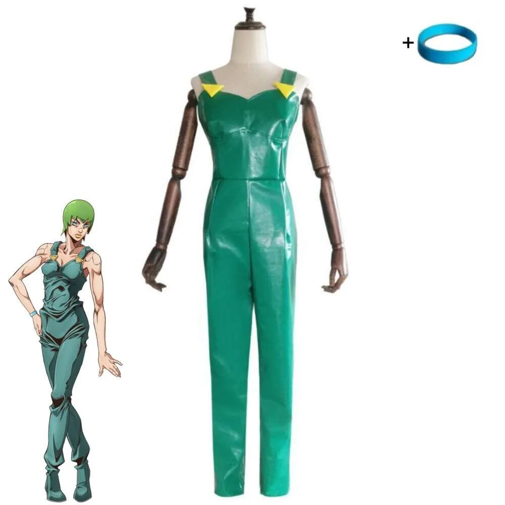 Cosplay Anime Jojos Bizarre Adventure Stone Ocean Foo Fighters Ff Cosplay Kostuum Groene Jumpsuit Overall Hallowen Rollenspel Pak