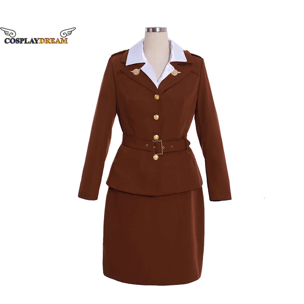 Cosplay Cosplay Agent Peggy Carter Cosplay Kostuum Uniform Agent Carter Rokken Militair pak Halloween Carnaval Party Cosplay Outfit Plus SizeCosplay