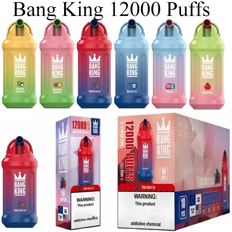 Bang King 12000 Puffs Einweg-E-Zigaretten Vape 0 % 2 % 3 % 5 % Puff 12k 23 ml vorgefüllter Pod 650 mAh wiederaufladbar 20 Flaovrs Pen