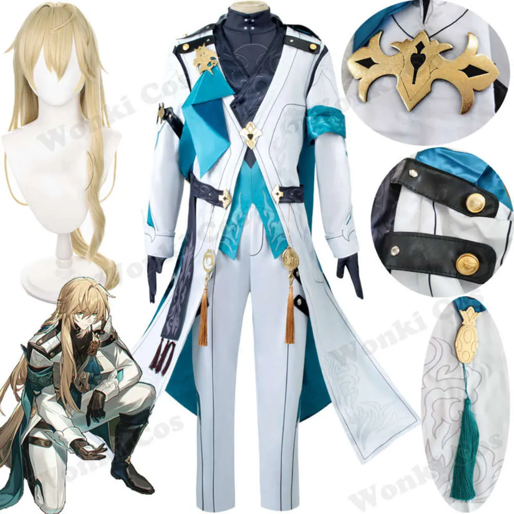 Star Rail Luocha Costume Wig Blond Hair Honkai Luo Cha Cosplay Full Set with Accessories for Men Party Costumes