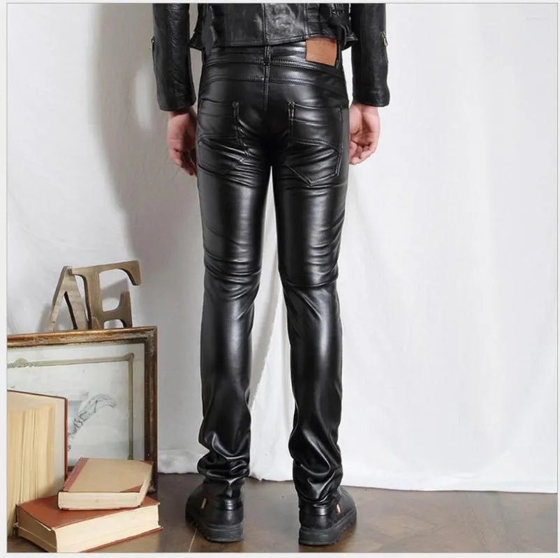 Men's Pants 2022 Autumn And Winter Men's Leather Slim Feet Trousers Pu Casual Motorcycle Singer Costumes