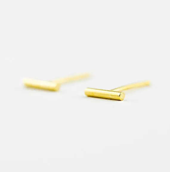 Gold Silver plated tiny bar stud earring unique Simple Stick Column bar earrings Cylinder stud jewelry 8mm10mm12mm