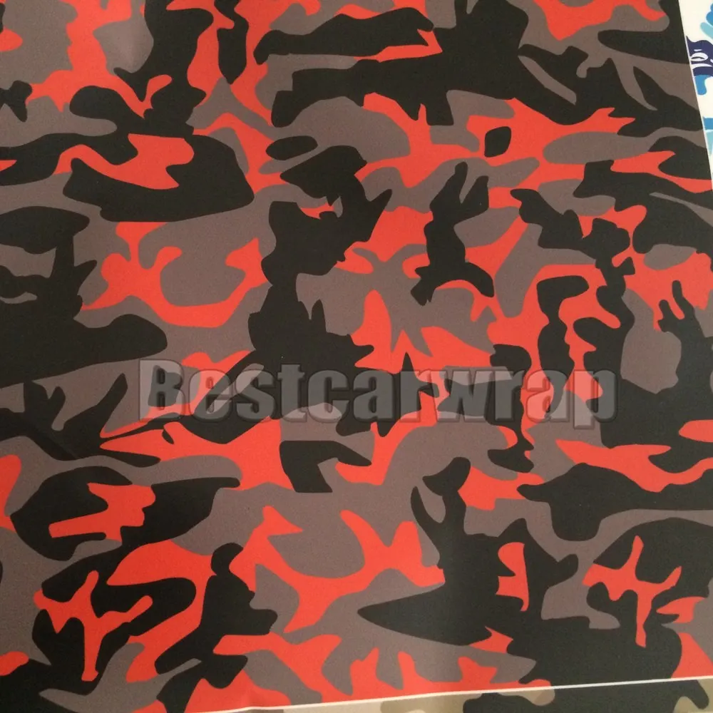 black red grey camo car wrap film arctic camo  printed vinyl sheets (2)
