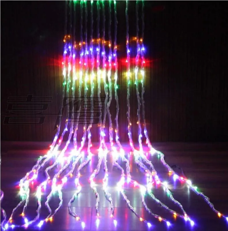  Multi 3m 3m ristmas Wedding Party Background Holiday Running Water Waterfall Water Flow Curtain LED Light String 336 Bulbs