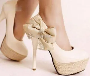2015-New-Elegant-Women-Ultra-High-Heel-Shoes-White-Thin-Heels-Pumps-Black-with-Bow-Wedding
