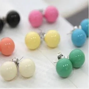 2011 New Fashion Candy Colors Cute QQ Ball Earrings Bead Sweet Ear Studs Earring Women's Brand New 30pair/lot