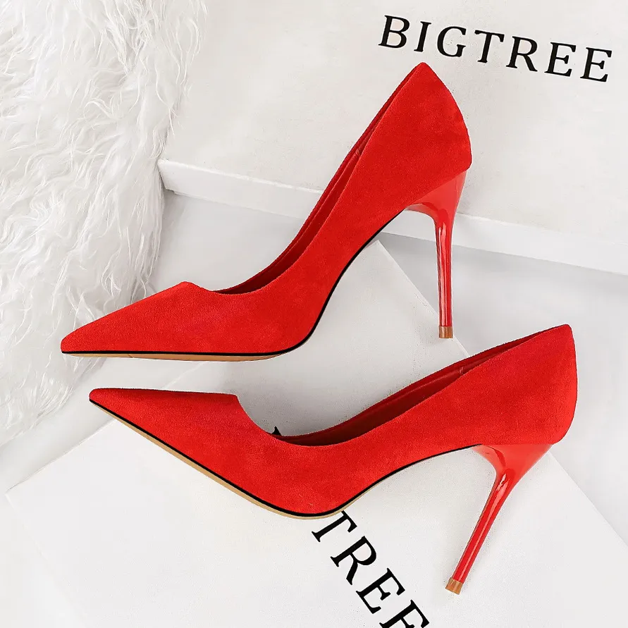 Big size 34 to 40 41 42 43 Fashion pointy toe stiletto heel dress shoes office style women designer pumps Come With Box