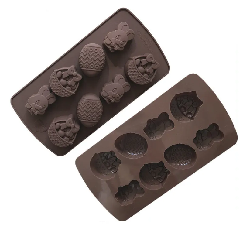 Easter Chocolate Mold Rabbit Egg Shapes Fondant Molds Jelly and Candy 3D DIY Easter Baking Tools