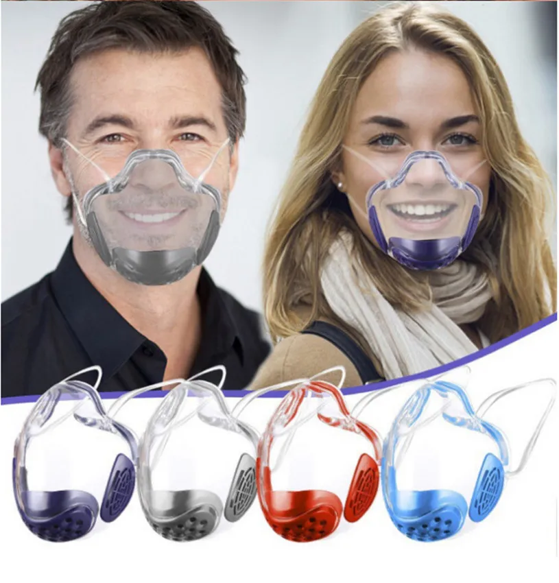 Transparent Lip Mask Anti-dust Clear Face Shield Black Cotton Visible Mask Designer Masks For Deaf Mute FY9339