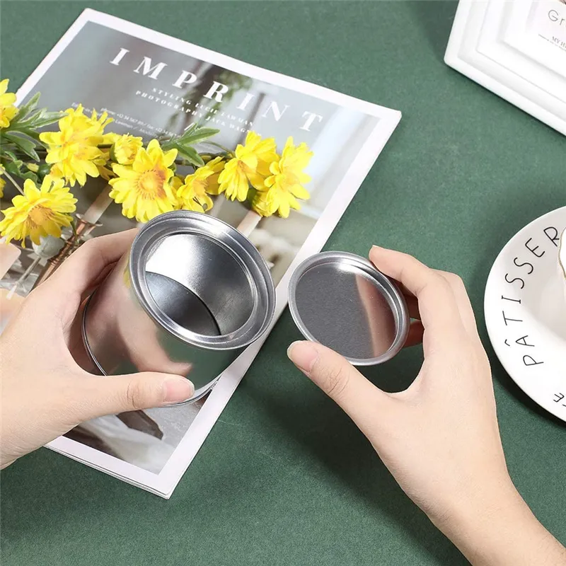 Aluminium Tea Can Tins Pot Jar Comestic Containers Portable Seal Metal Cans Tinplate Round Stretch Candle Can