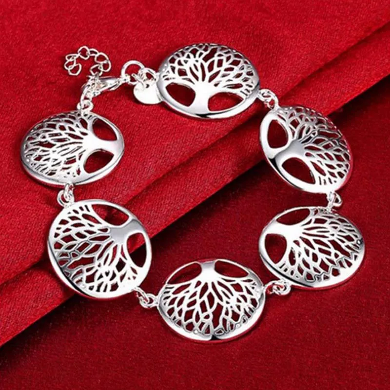 Wholesale 925 Silver Plated living Tree of life Pendant Necklace Fit 18inch O Chain or earrings Bracelet Ring for Women Girl Jewery Set