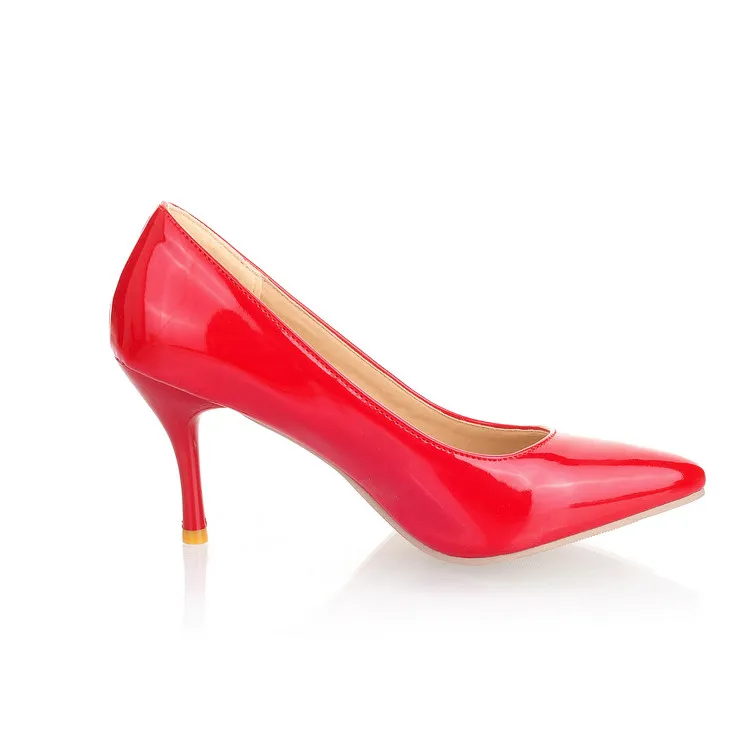 Pumps shoes woman Patent Leather 31 32 33 40 41 42 43 44 45 high heel 8CM EUR Size 30-46
