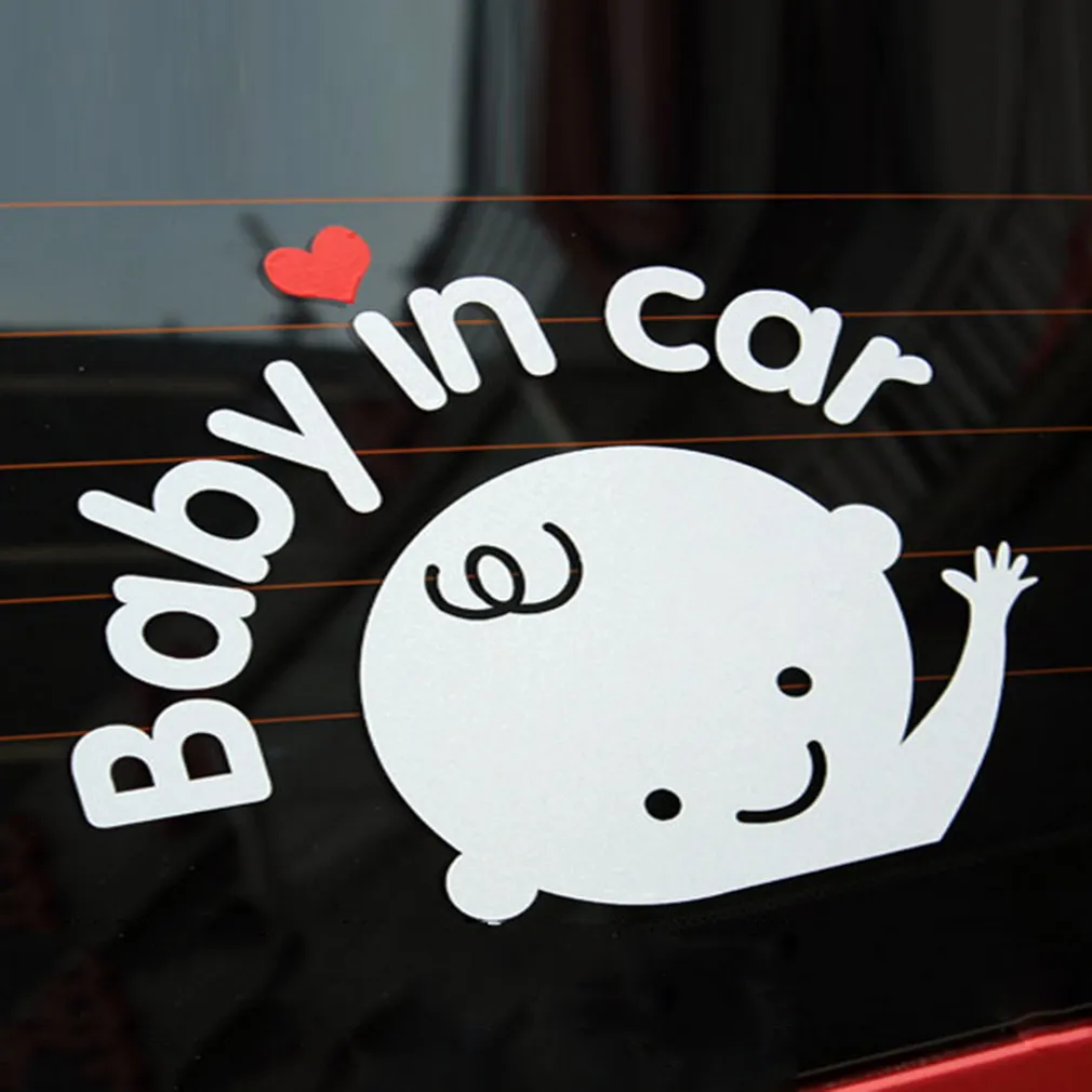 3D Cartoon Car Stickers Reflective Vinyl Styling Baby In Car Warming Car Sticker Baby on Board On Rear Windshield