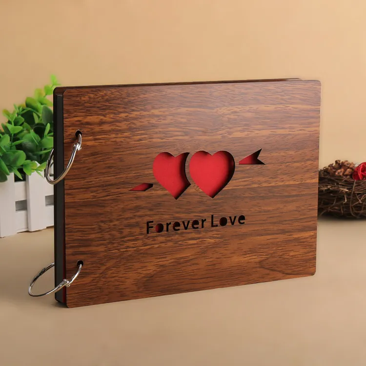 8 inch photo album wooden Handmade Loose-leaf Pasted Photo Album 30 pages