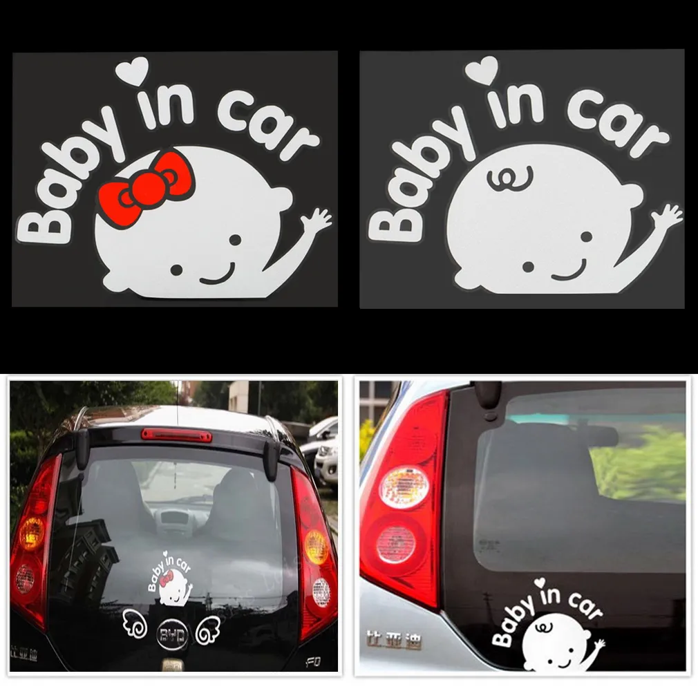 3D Cartoon Car Stickers Reflective Vinyl Styling Baby In Car Warming Car Sticker Baby on Board On Rear Windshield