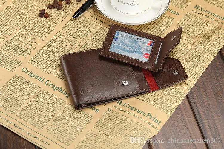 Vintage Men`s Wallets New Arrival carteiras Brand Leather Men`s Purse Multifunction Money Clip Card Wallet 80