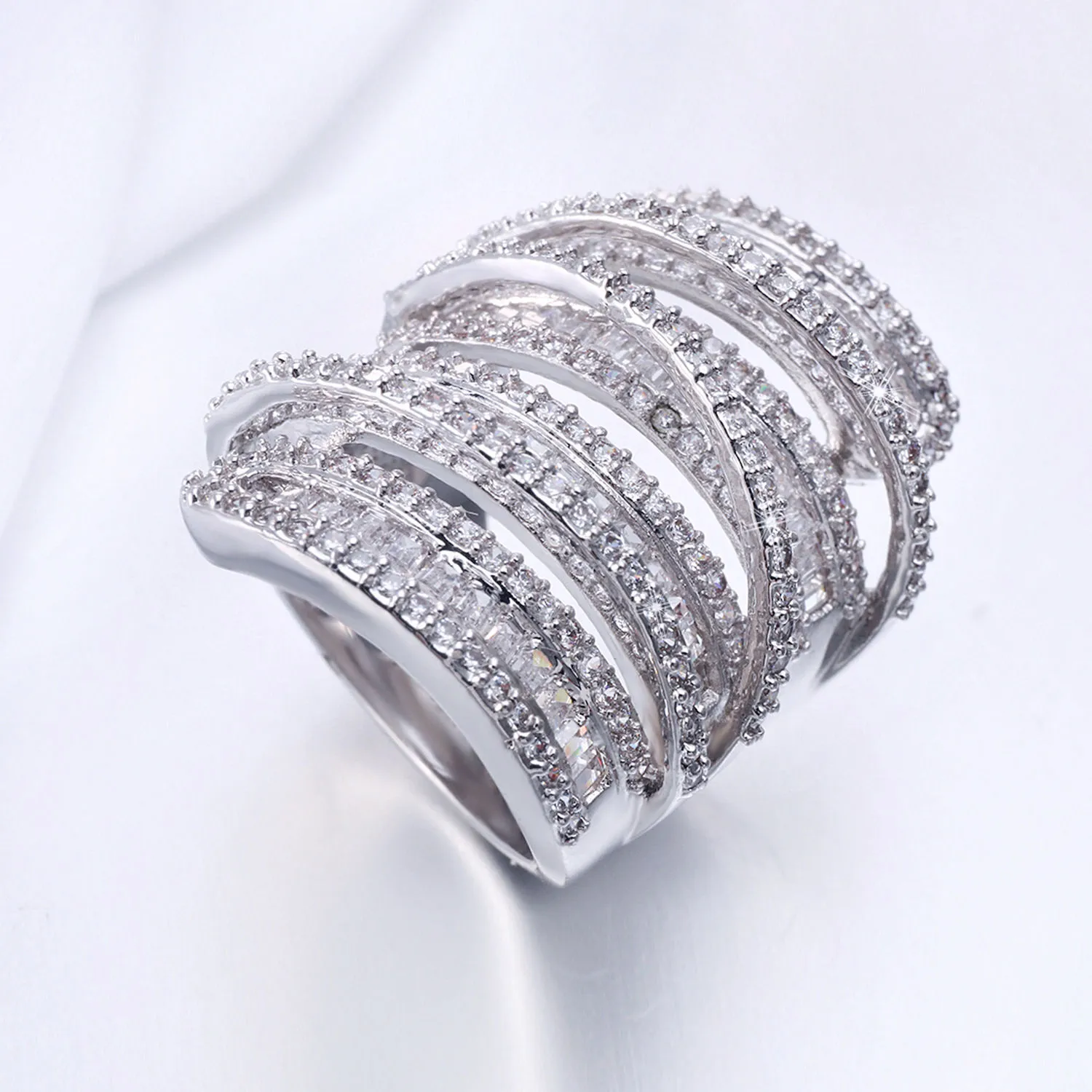Full Princess Cut Luxury Jewelry 925 Sterling Siver 925 Sterling Silver White Sapphire Simulated Diamond Gemstones Wedding Women Ring Sz5-11