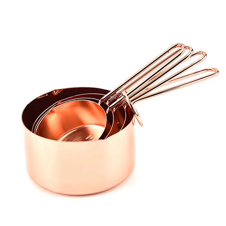 Rose Gold Color Measuring Cups Spoon Kitchen Tools for Baking Coffee Tea Stainless Steel Cooking Tools