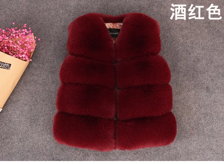 kids girl Winter Warm Waistcoat girl fur vest Coat Winter kids outwear baby kids girl jacket vest size 70-160cm